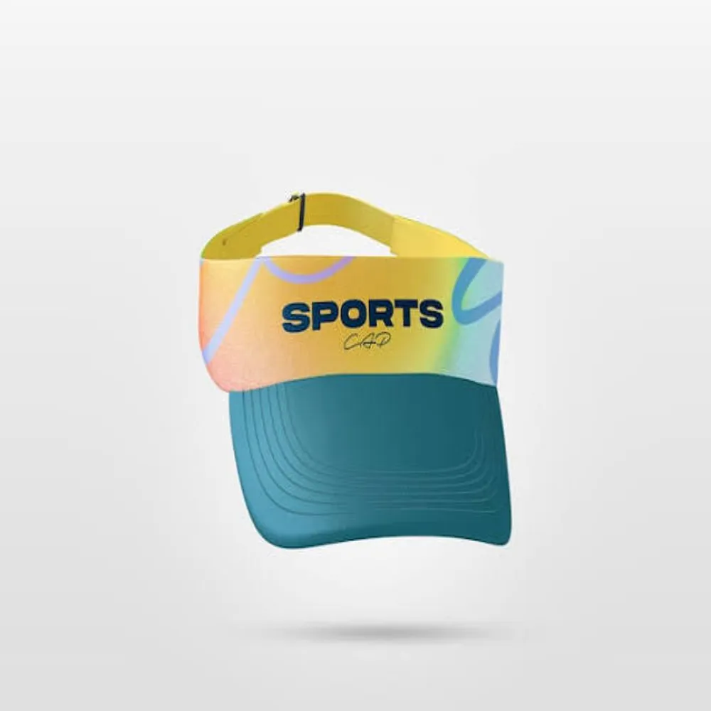 11Sports yellow and turquoise gradient athletic sun visor cap against a clean studio background.
