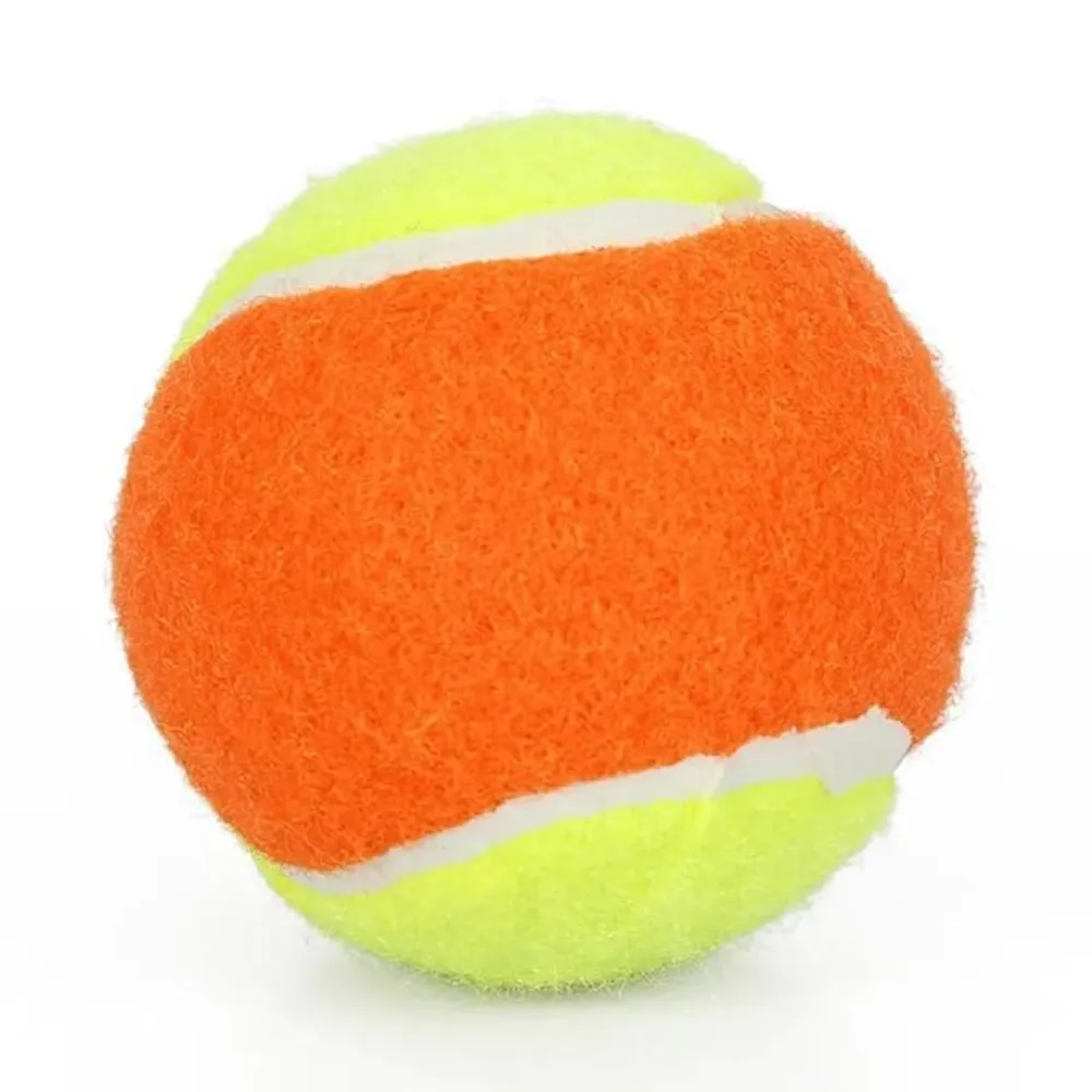 11Sports dual-tone bright orange and neon yellow heavy tennis cricket ball on a white background.