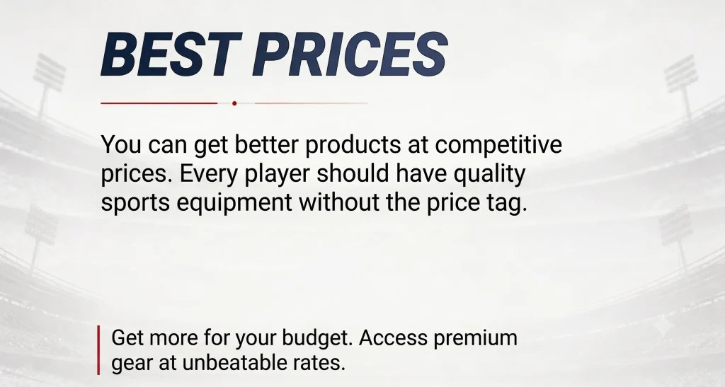 11Sports best prices banner highlighting affordable high-grade cricket and athletic sports equipment.
