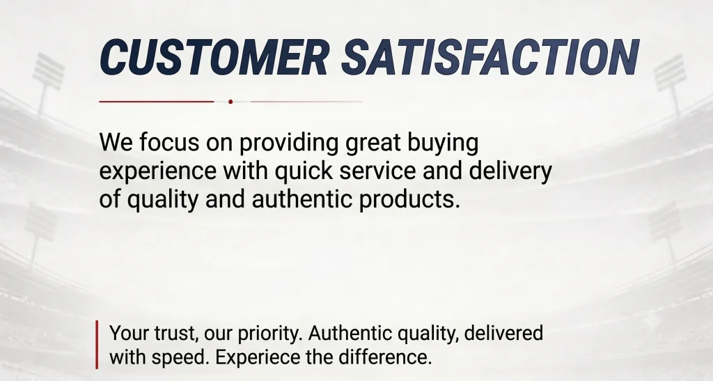 11Sports customer satisfaction banner emphasizing authentic sporting goods and swift dispatch.
